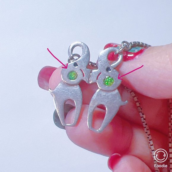 VINTAGE Lucky Kissing Elephants Necklace 925 Silver - Chain 17" Inch Included - Picture 11 of 12